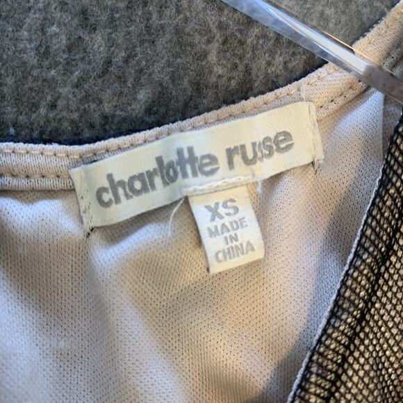 Charlotte Russe Romper XS‎ Black Nude Lace Boho Festival Date Night - Picture 6 of 9